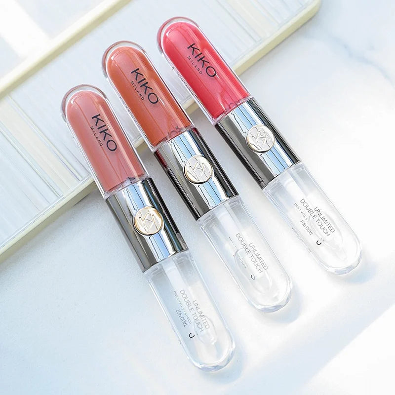 KIKO – Rouge à Lèvres Double Embout avec Miroir | Brillant & Hydratant, Longue Tenue
