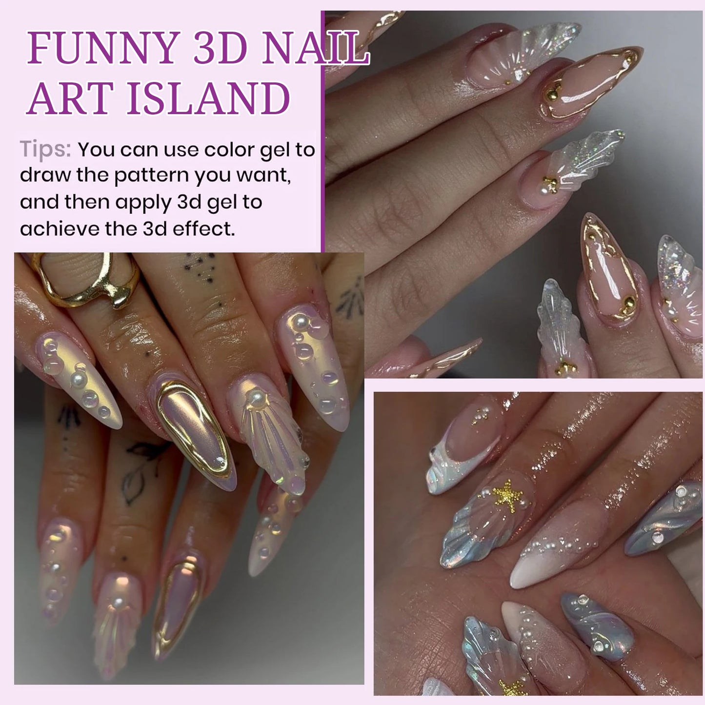 Gel Nail Art 3D 15ml – Gel de Sculpture Professionnel Imperméable UV/LED, Décoration Ongles et Strass Longue Durée