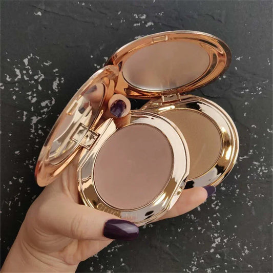 Poudre de Contour Visage & Corps – Effet Naturel, Longue Tenue avec Miroir Intégré