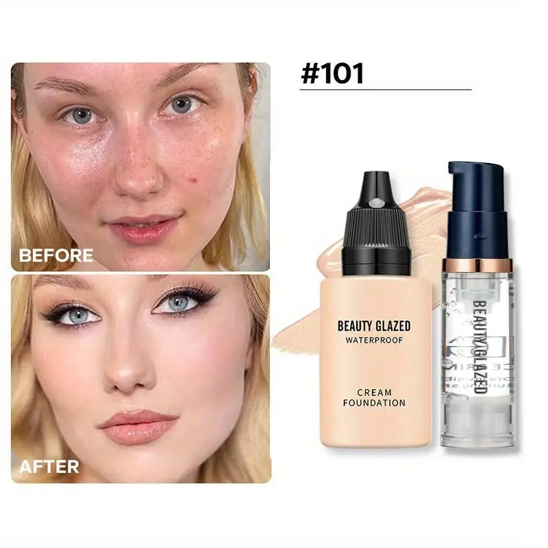 Duo Maquillage Fond de Teint & Primer – Waterproof, Mat, Longue Tenue, Set 2 Pièces Voyage