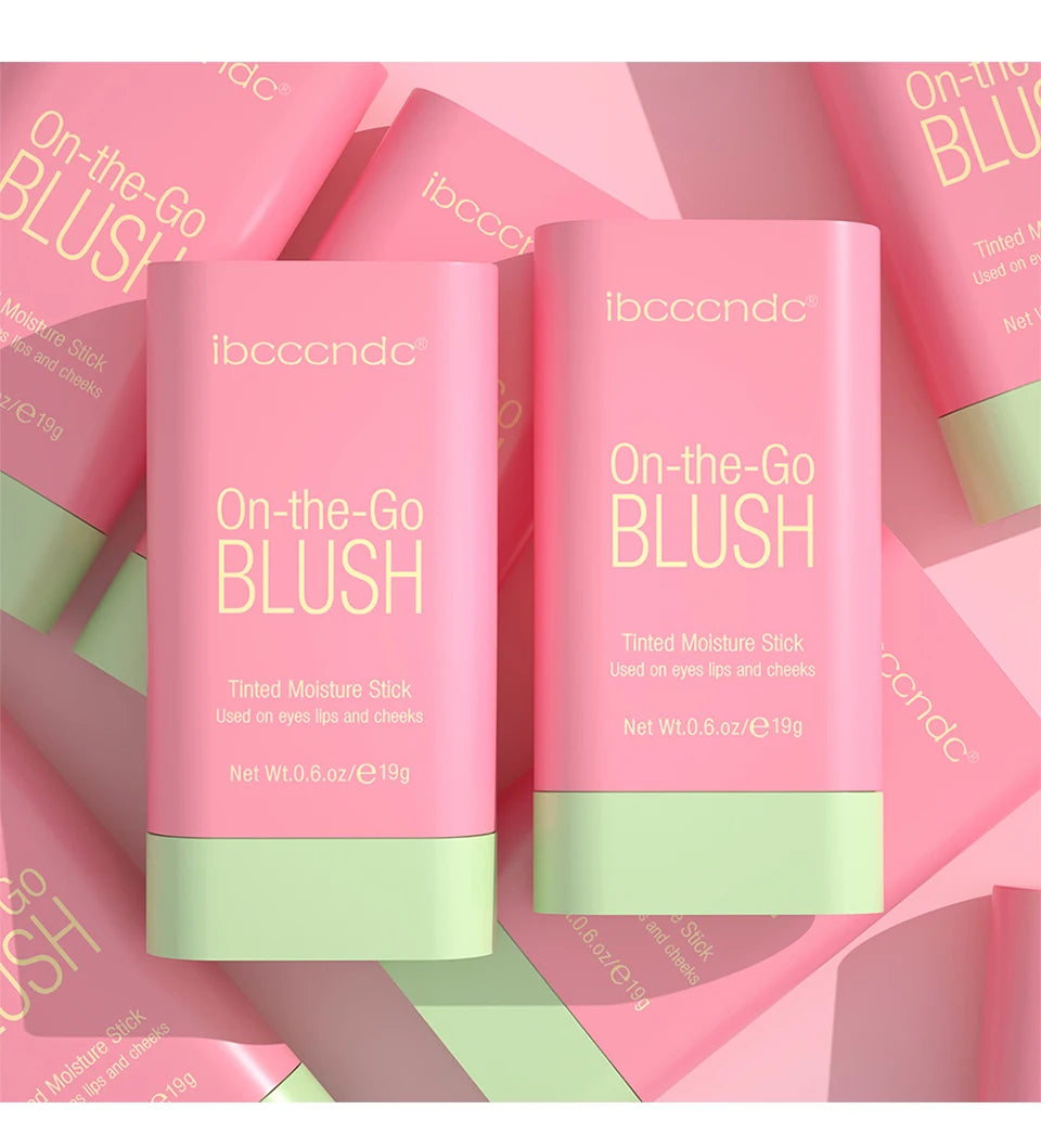 Blush Stick 3 Couleurs – Fard à Joues Crème Longue Tenue Multifonction (Lèvres, Joues & Paupières)