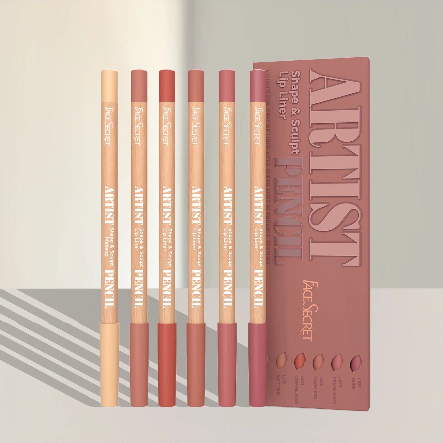 Set de 6 Crayons à Lèvres Nude – Longue Tenue & Waterproof – Contour et Remplissage