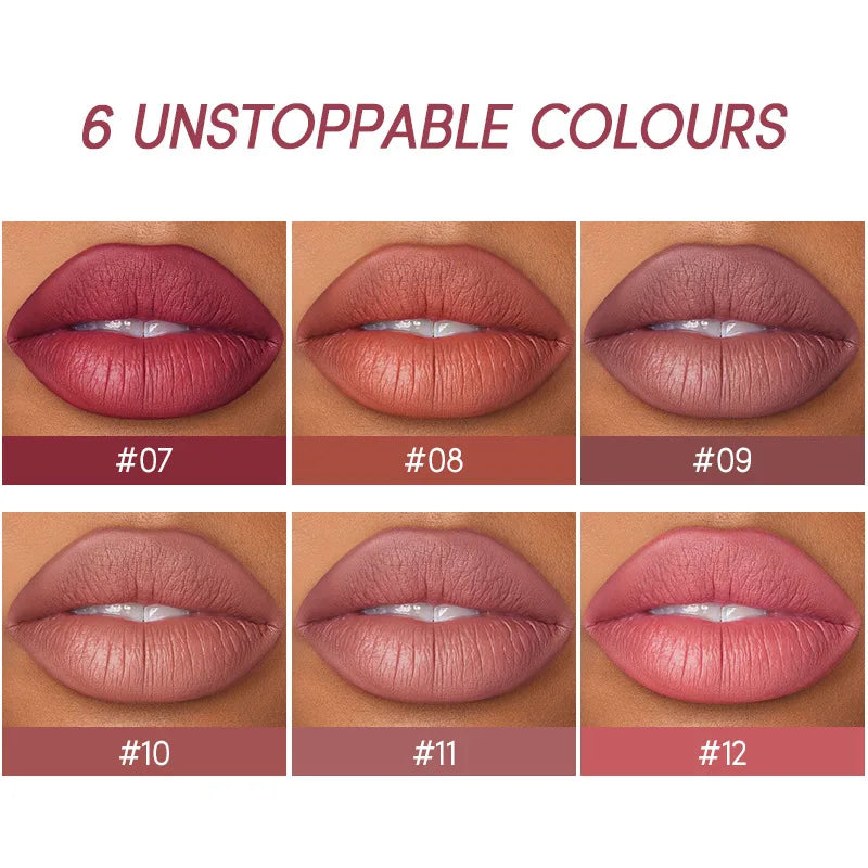 Rouge à Lèvres Mat Longue Tenue – Set de 12 Couleurs Ushas | Pigmentation Intense & Application Facile