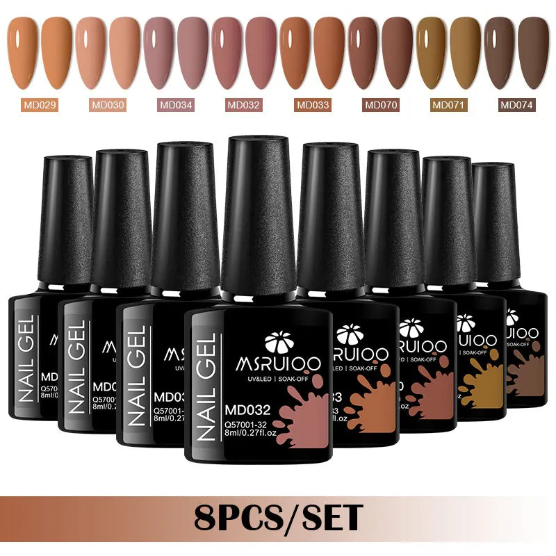 Coffret 8 Vernis Gel Semi-Permanents – MSRUIOO, Couleurs Classiques & Brillantes, Tenue 15 à 21 Jours, Compatible UV/LED