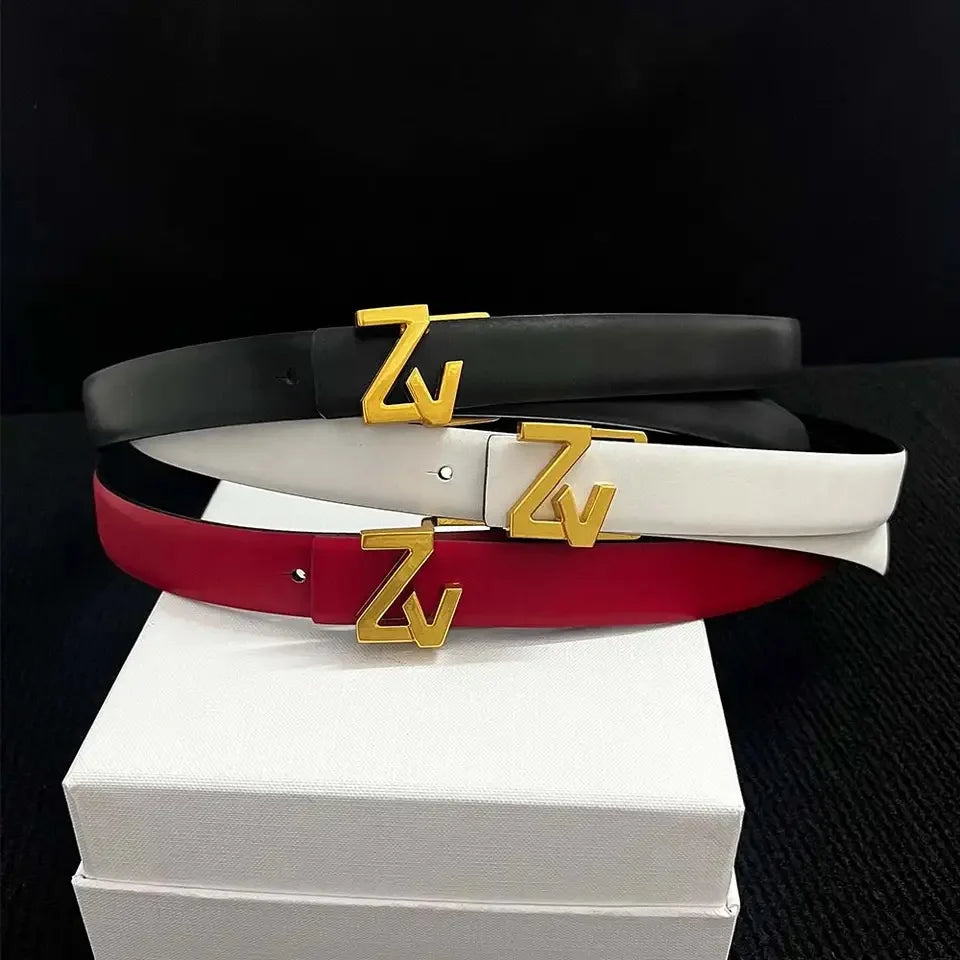 Ceinture Femme Cuir Véritable 2,5 cm – Design Élégant avec Boucle Dorée ZV, Accessoire Mode Chic