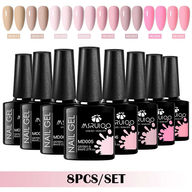 Coffret 8 Vernis Gel Semi-Permanents – MSRUIOO, Couleurs Classiques & Brillantes, Tenue 15 à 21 Jours, Compatible UV/LED