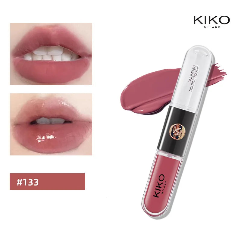 KIKO – Rouge à Lèvres Double Embout avec Miroir | Brillant & Hydratant, Longue Tenue