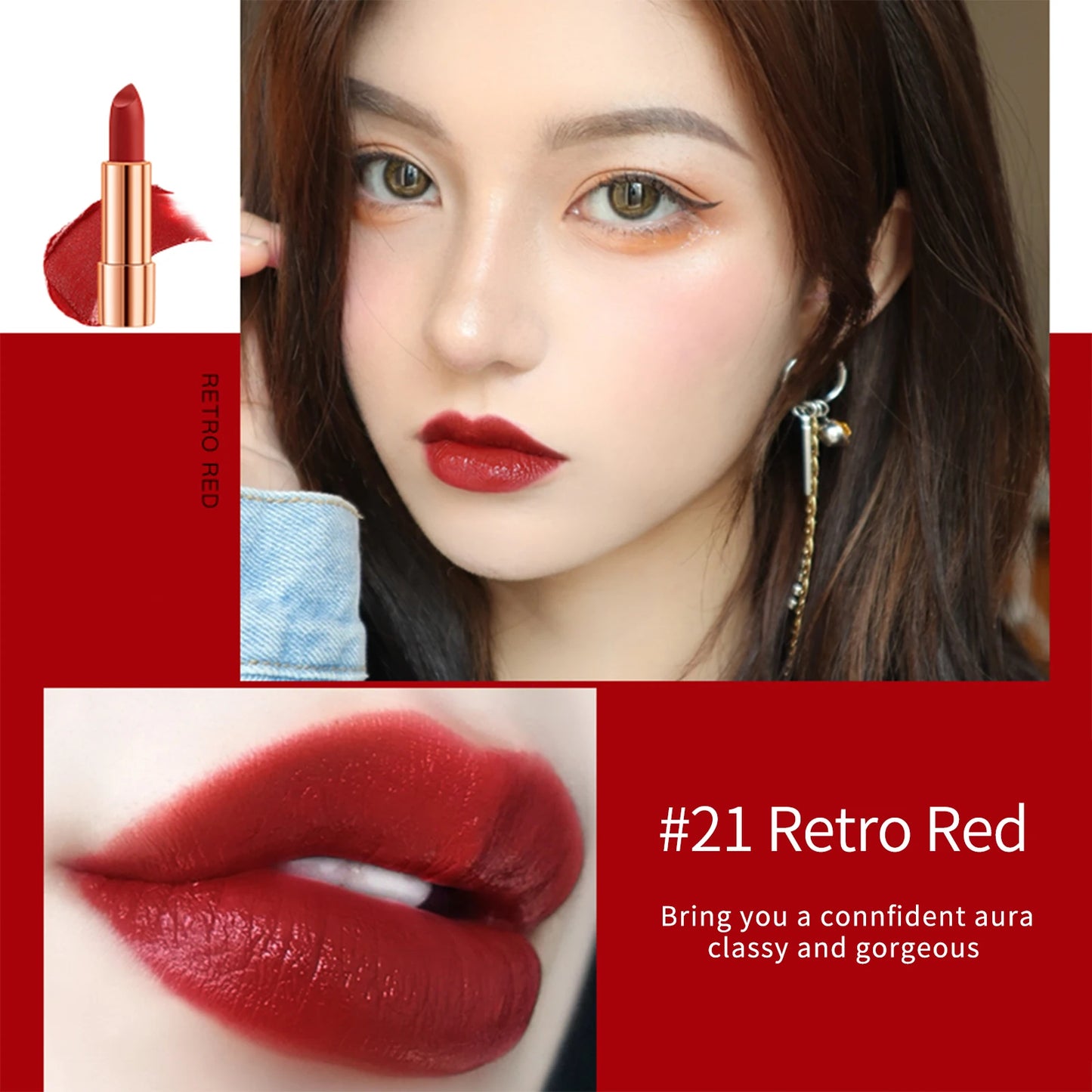 💄 Coffret 3 Rouges à Lèvres Mat + Pochette Élégante – Longue Tenue & Waterproof
