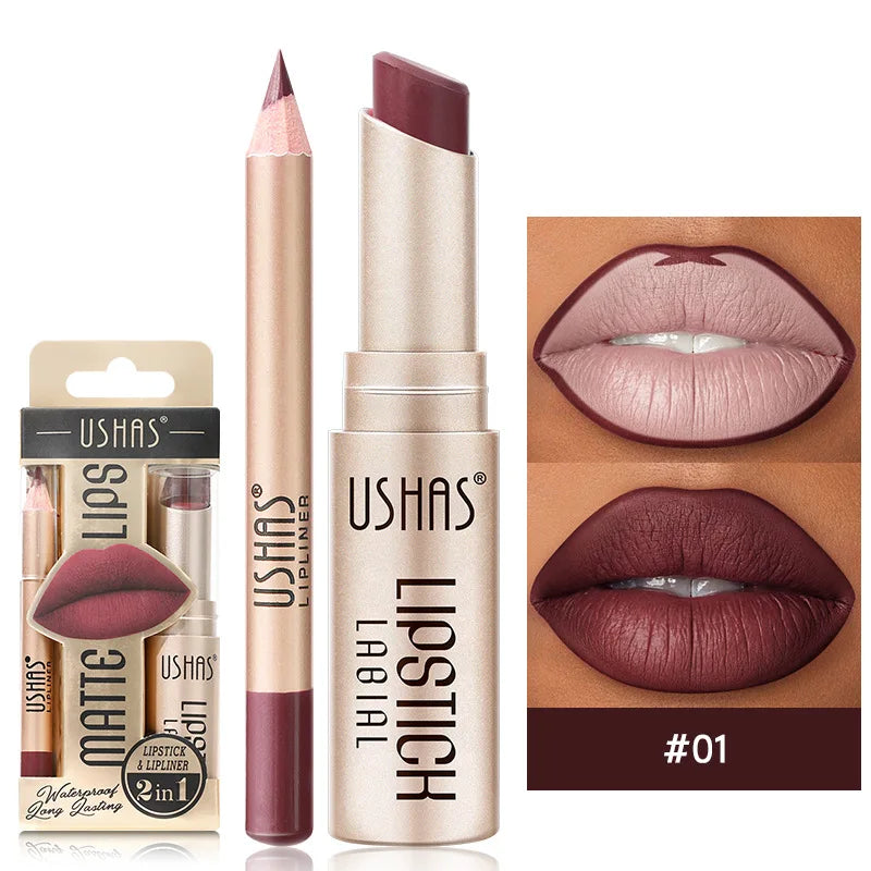 Rouge à Lèvres Mat Longue Tenue – Set de 12 Couleurs Ushas | Pigmentation Intense & Application Facile