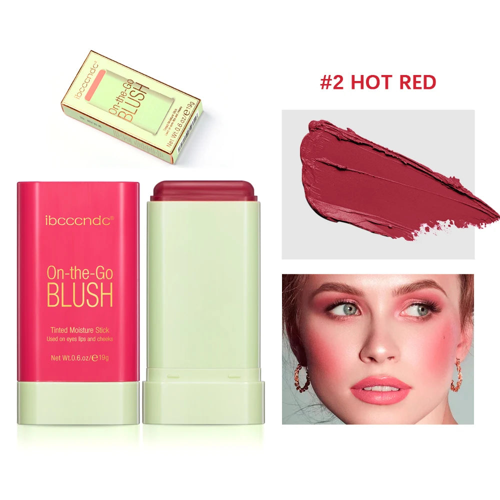 Blush Stick 3 Couleurs – Fard à Joues Crème Longue Tenue Multifonction (Lèvres, Joues & Paupières)