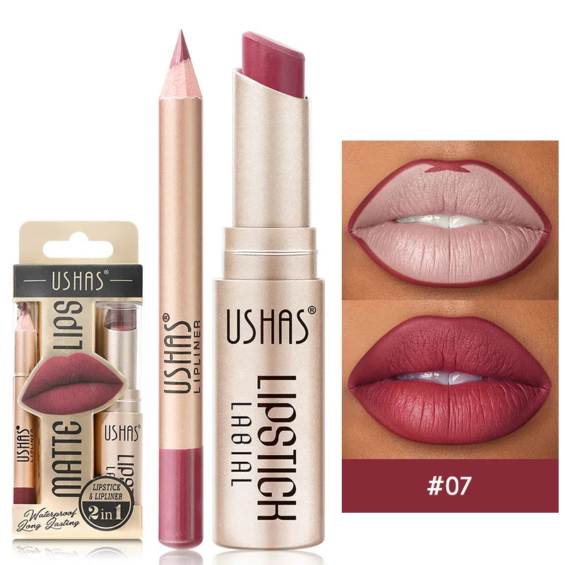 Rouge à Lèvres Mat Longue Tenue – Set de 12 Couleurs Ushas | Pigmentation Intense & Application Facile