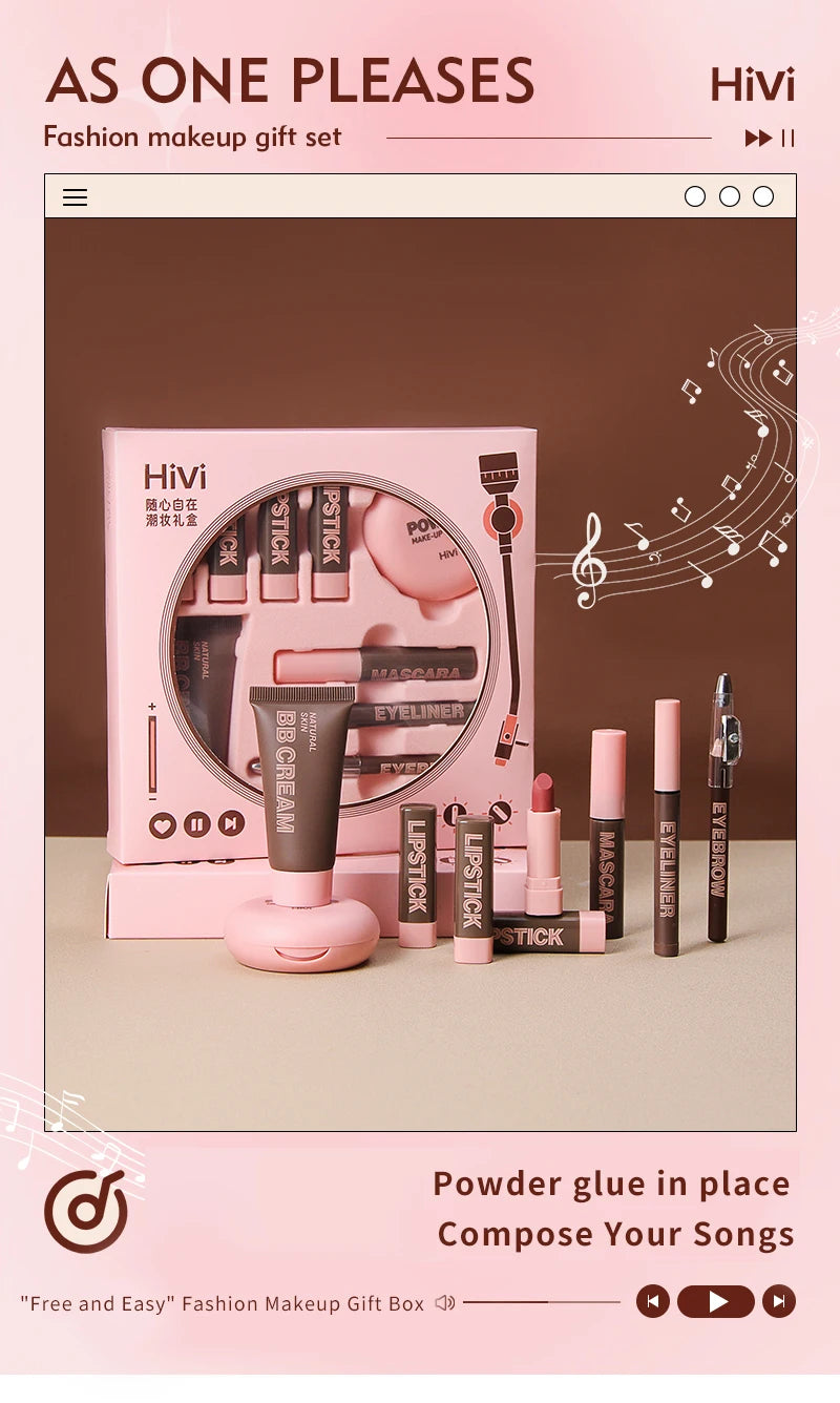 Coffret Maquillage Complet HiVi – Kit Beauté avec Poudre, BB Cream, Rouges à Lèvres, Mascara, Eyeliner & Accessoires