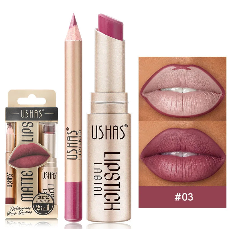 Rouge à Lèvres Mat Longue Tenue – Set de 12 Couleurs Ushas | Pigmentation Intense & Application Facile