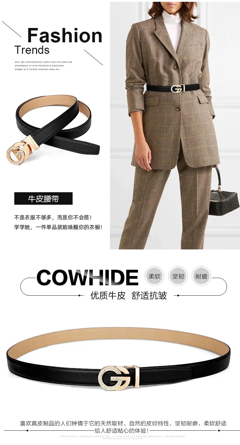 Ceinture Femme Luxe 25mm – Cuir Élégant avec Boucle Métallique Dorée, Mode Chic et Intemporelle