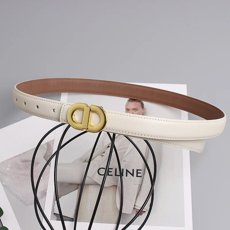 Ceinture Femme en Cuir Véritable – Boucle Dorée Élégante, Largeur 2,3 cm, Style Chic & Intemporel
