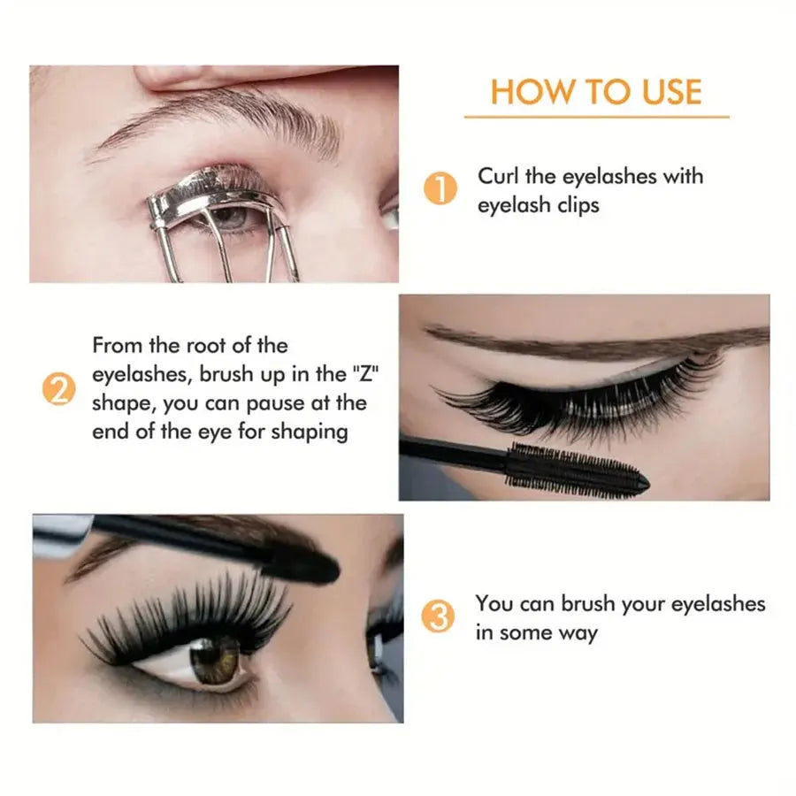 Mascara Étanche 4D – Longue Tenue, Volume & Courbure Intense, Résistant aux Bavures