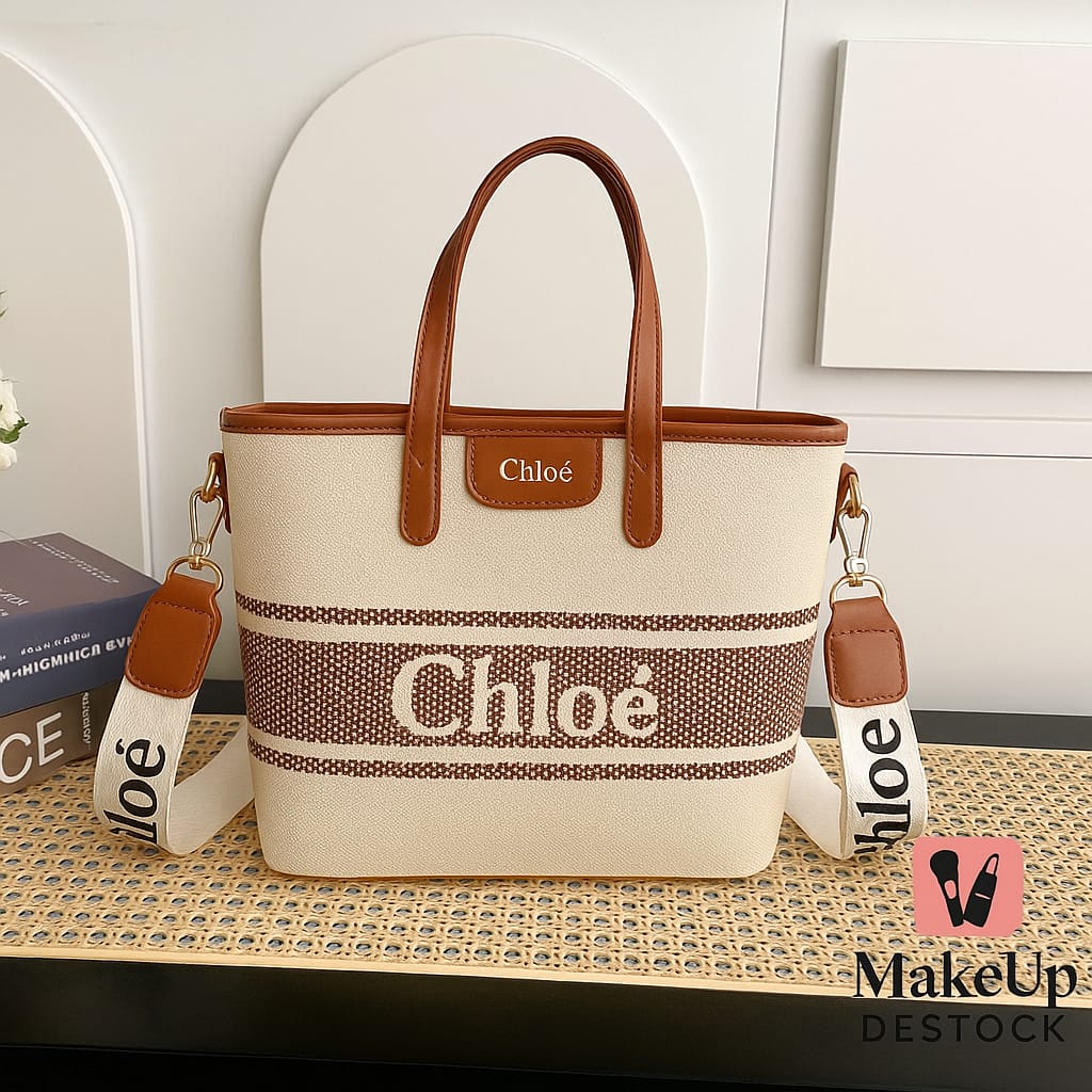 Sac fourre-tout en toile et simili cuir – Élégance décontractée