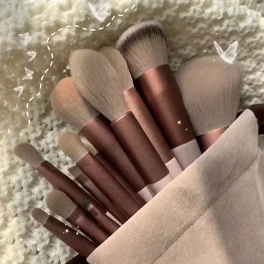 Kit de 13 Pinceaux de Maquillage Professionnels – Marron ou Vert
