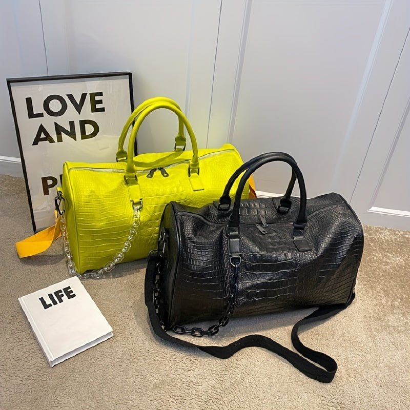 Sac de Sport Femme & Homme – Grande Capacité Effet Croco Chic, Polyvalent et Léger