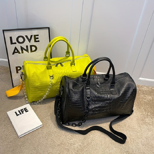 Sac de Sport Femme & Homme – Grande Capacité Effet Croco Chic, Polyvalent et Léger