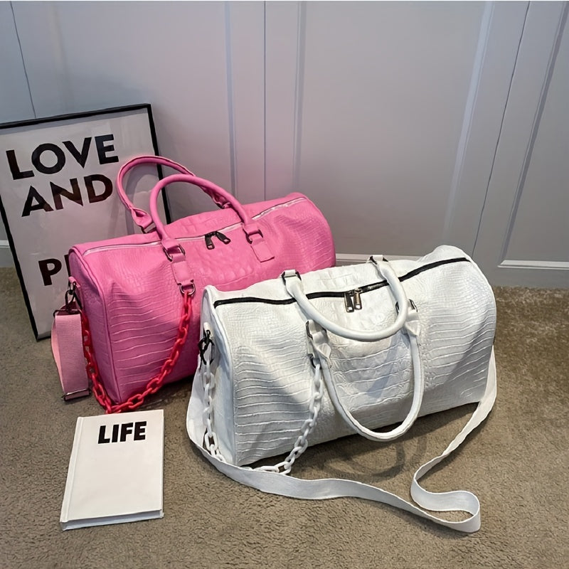 Sac de Sport Femme & Homme – Grande Capacité Effet Croco Chic, Polyvalent et Léger