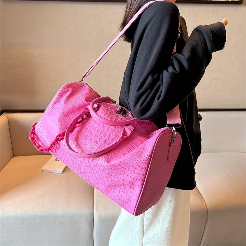 Sac de Sport Femme & Homme – Grande Capacité Effet Croco Chic, Polyvalent et Léger