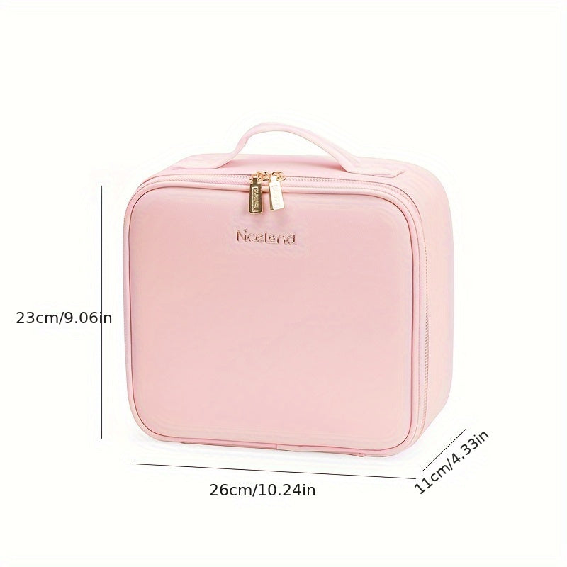 Trousse de Maquillage de Voyage avec Miroir LED – Luminosité Réglable & Séparateurs Amovibles
