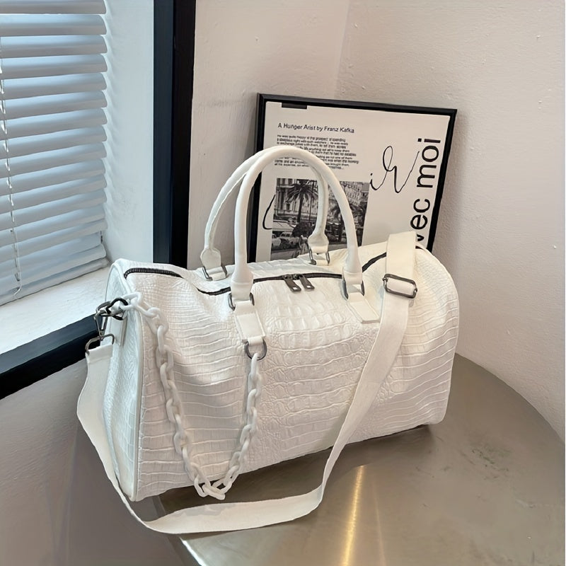 Sac de Sport Femme & Homme – Grande Capacité Effet Croco Chic, Polyvalent et Léger