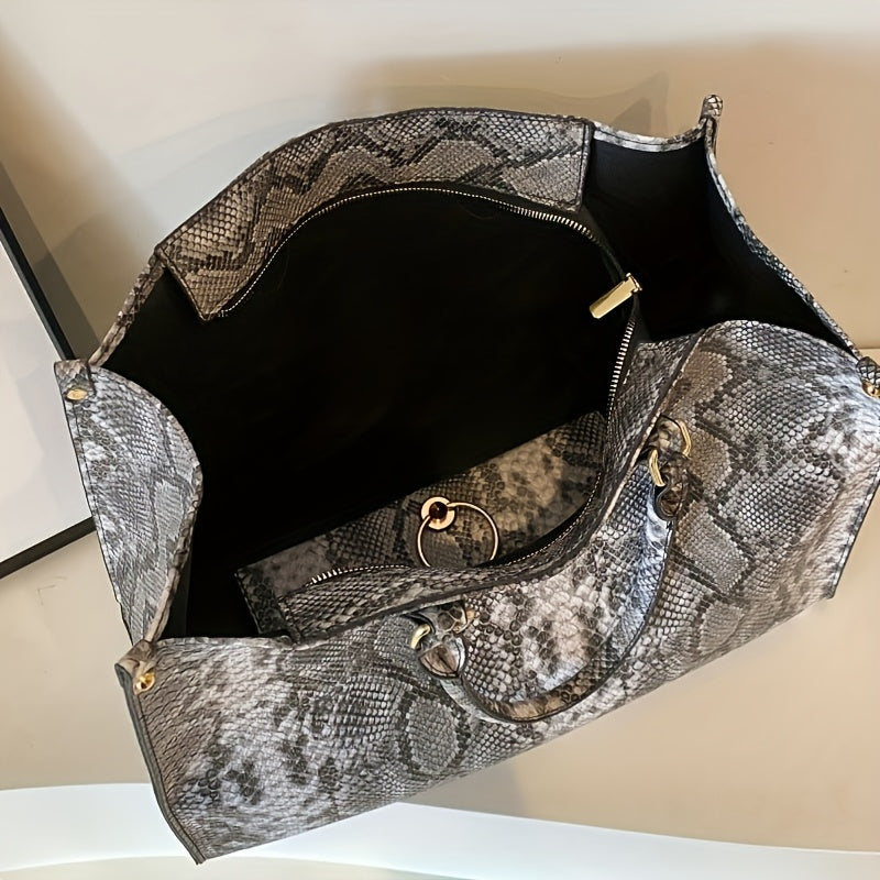 Sac à Épaule Imprimé Serpent 2025 – Tendance Automne/Hiver, Design Rétro Chic, Mode Durable et Élégante