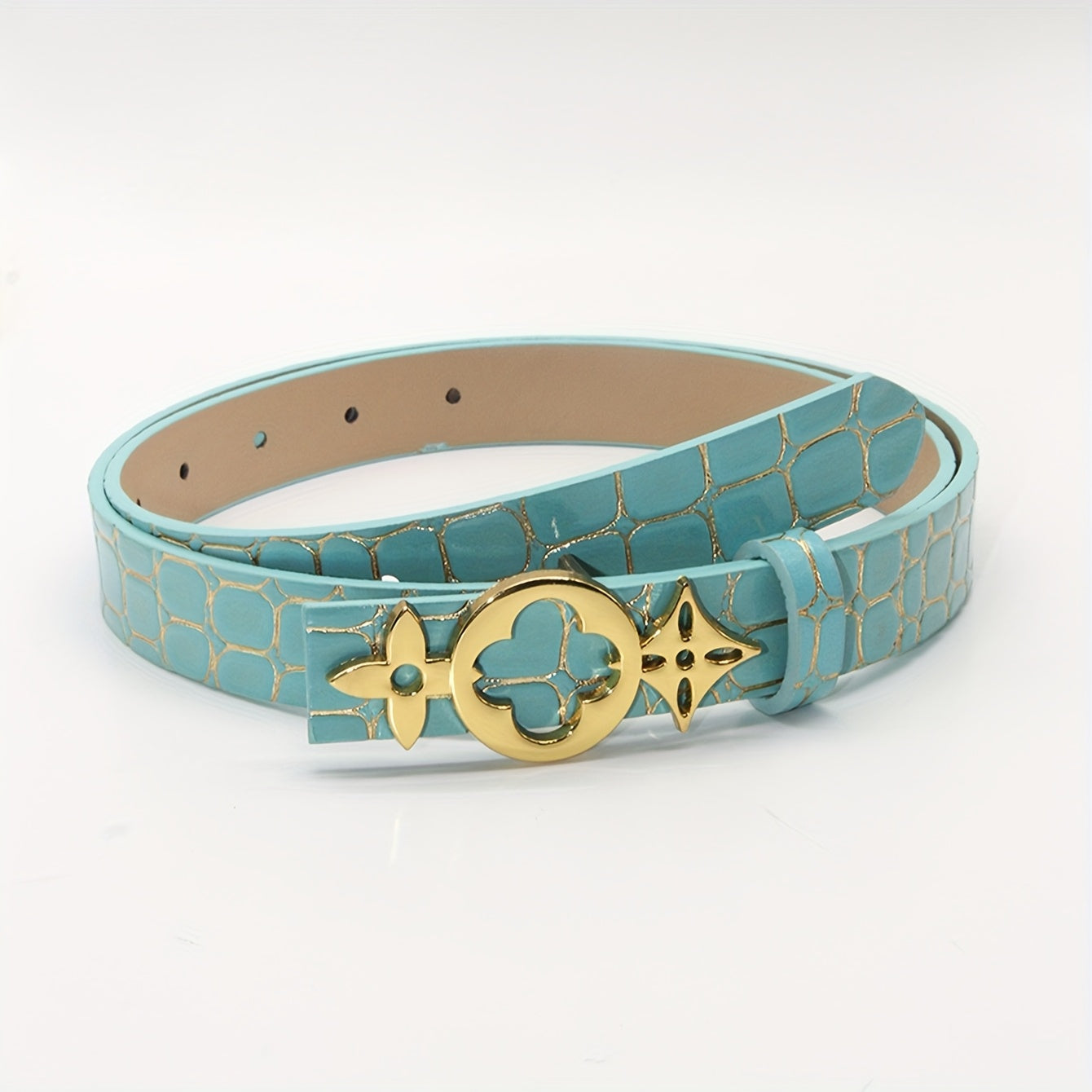 Ceinture tendance à boucle florale dorée – Accessoire chic et incontournable pour sublimer vos tenues