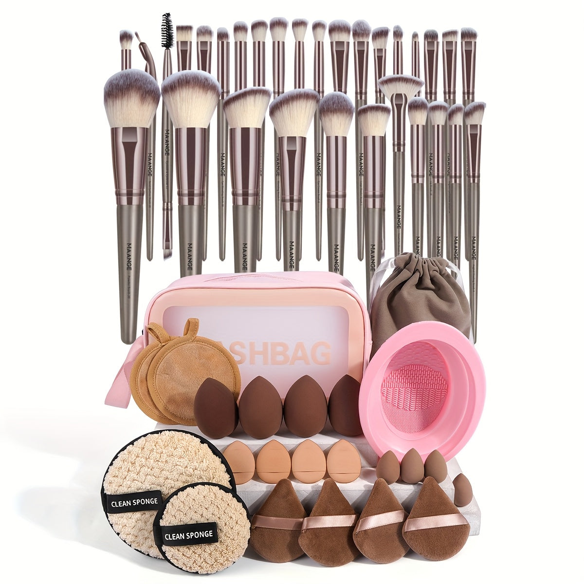 Set de Maquillage Professionnel 53 Pièces – Pinceaux, Éponges & Accessoires avec Trousse de Rangement