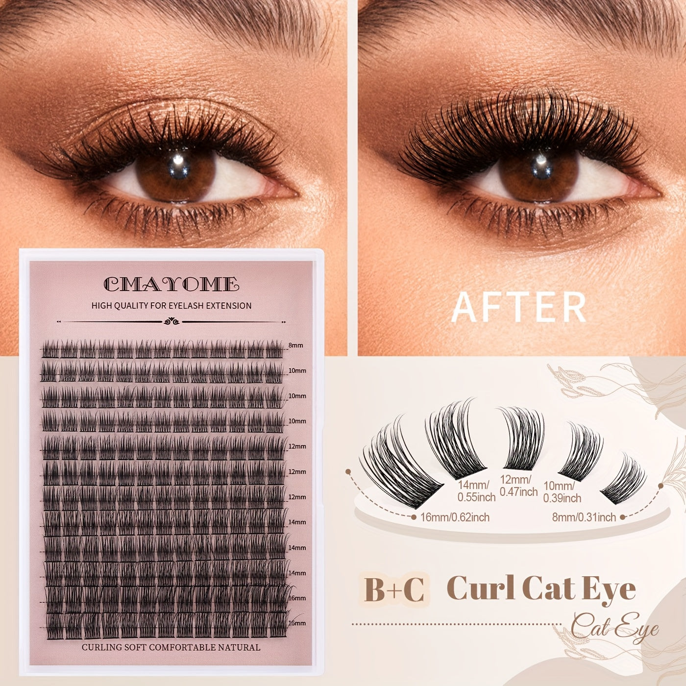 Extensions de Cils DIY – Kit Complet Réutilisable avec Colle et Pince – Cils Courbés Naturels 6 à 15mm