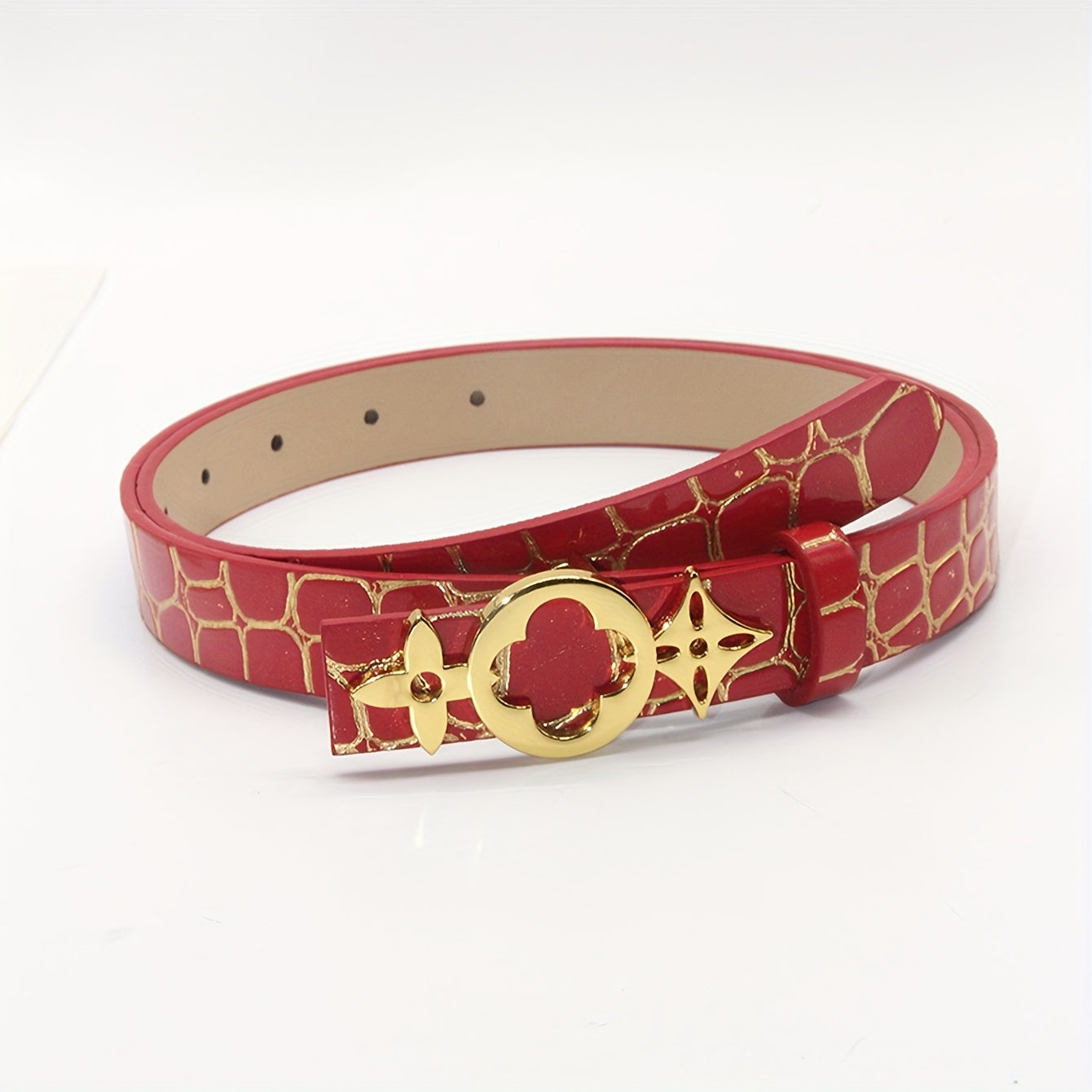 Ceinture tendance à boucle florale dorée – Accessoire chic et incontournable pour sublimer vos tenues